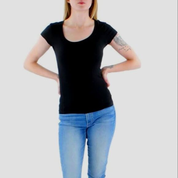 Aveto Black Scoop Neck Short Sleeve Top T-shirt size XL - Picture 9 of 12